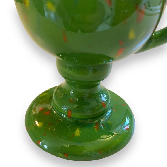 Vintage 70s Handmade Ceramic Psychedelic Green Yellow Orange Irish Coffee Mug - Picture 3 of 16